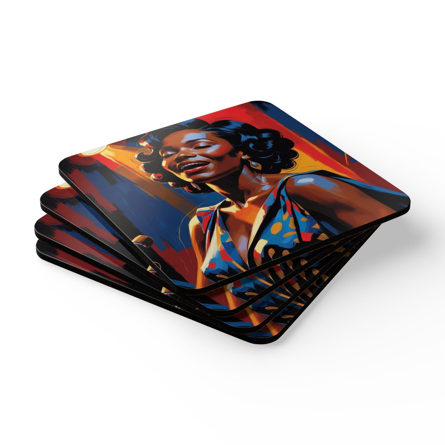Jazz Songstress Corkwood Coaster Set