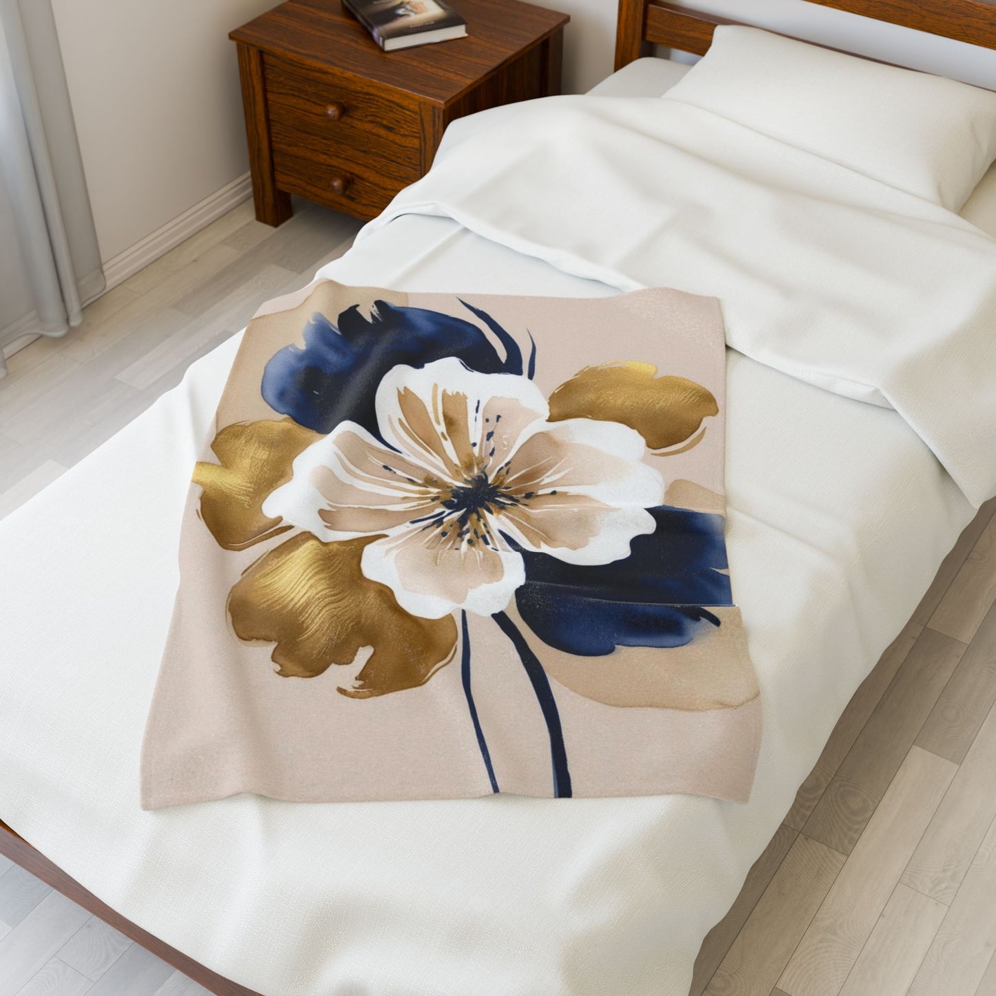 Abstract Floral Velveteen Plush Blanket