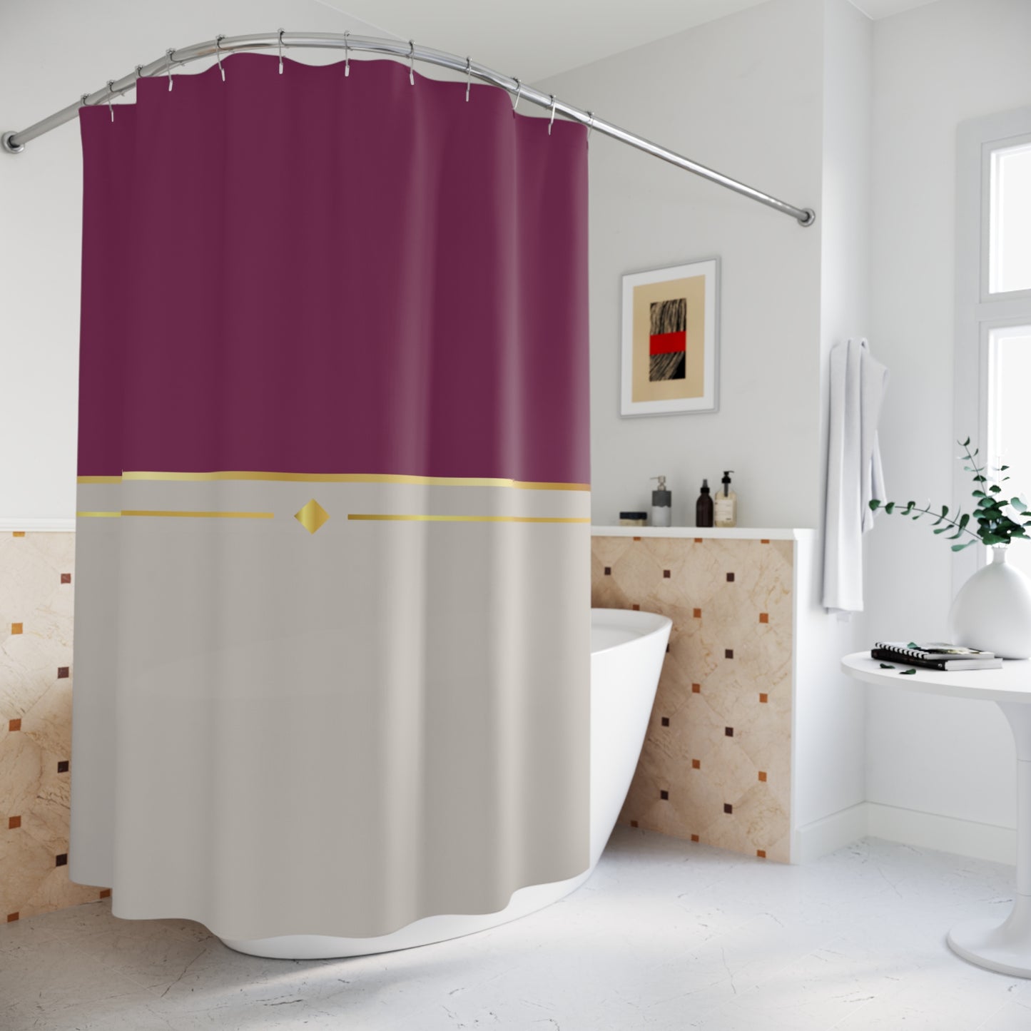 Fuchsia & Taupe Haven Shower Curtains