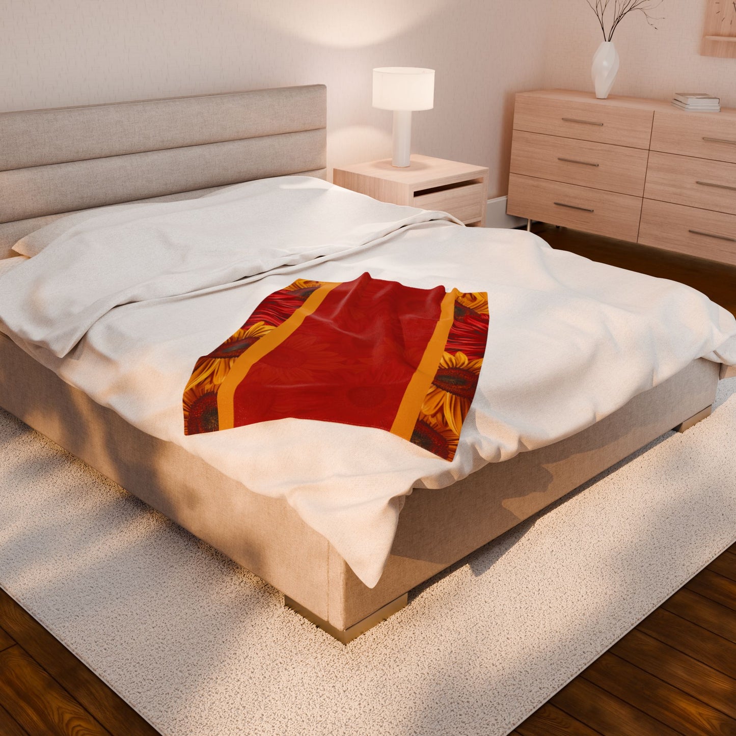Crimson Gold Velveteen Plush Blanket
