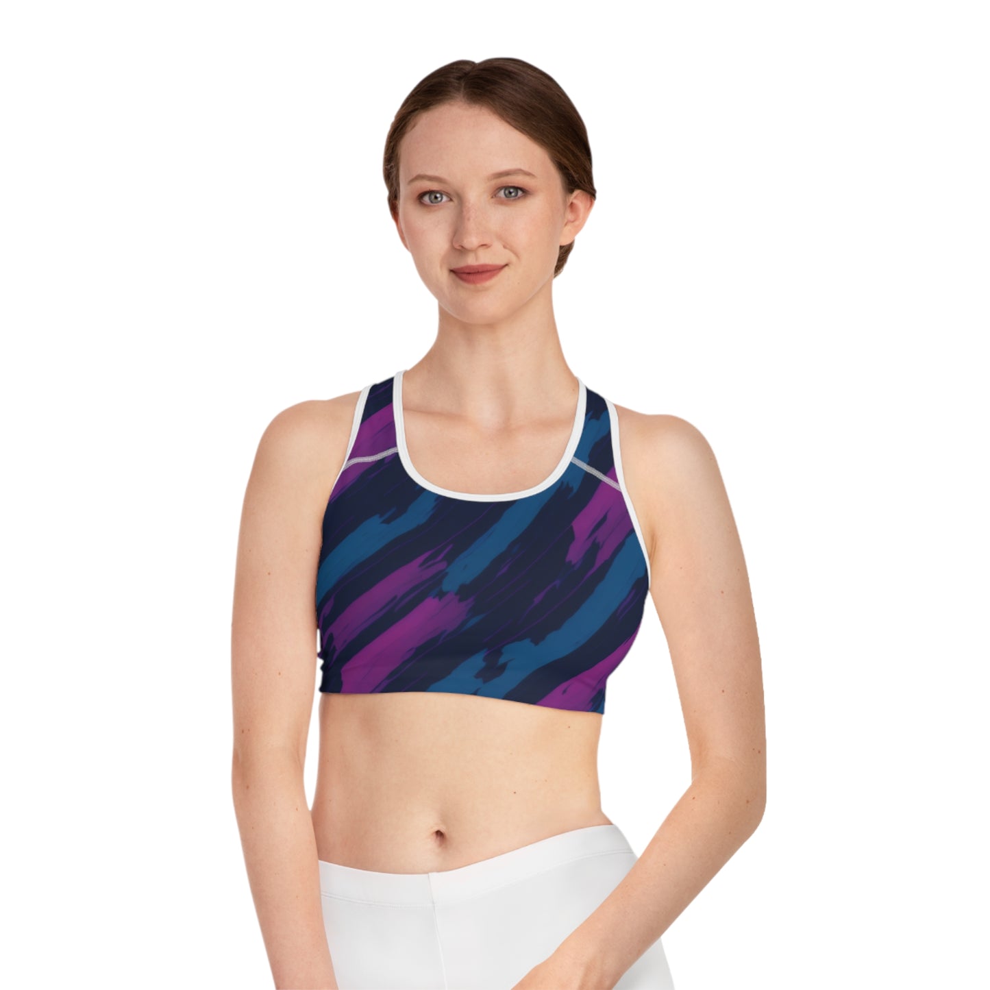 Pink/Blue Sports Bra (AOP)