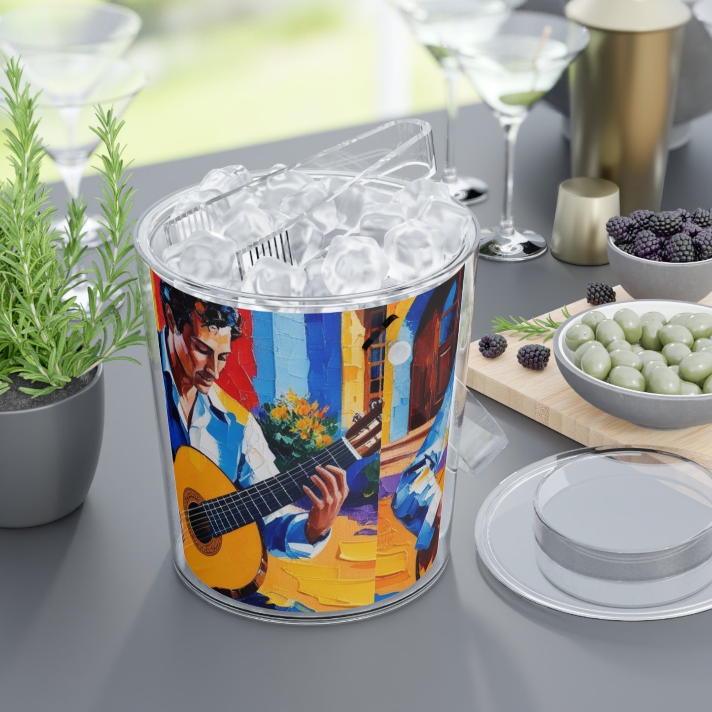Spanish Guitar Ice Bucket with Tongs