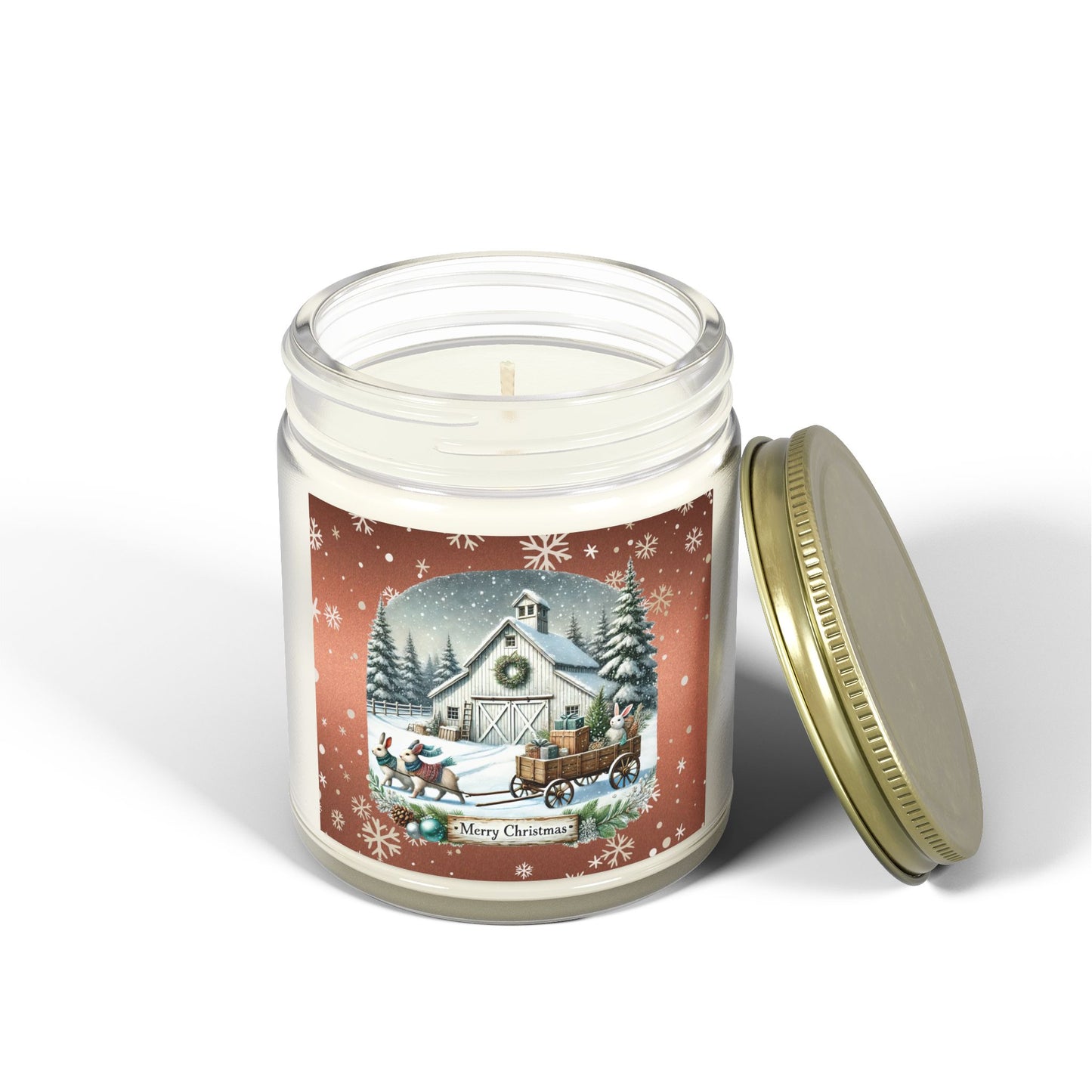 Merry Christmas 2 Scented Candles, Coconut Apricot Wax (4oz, 9oz)