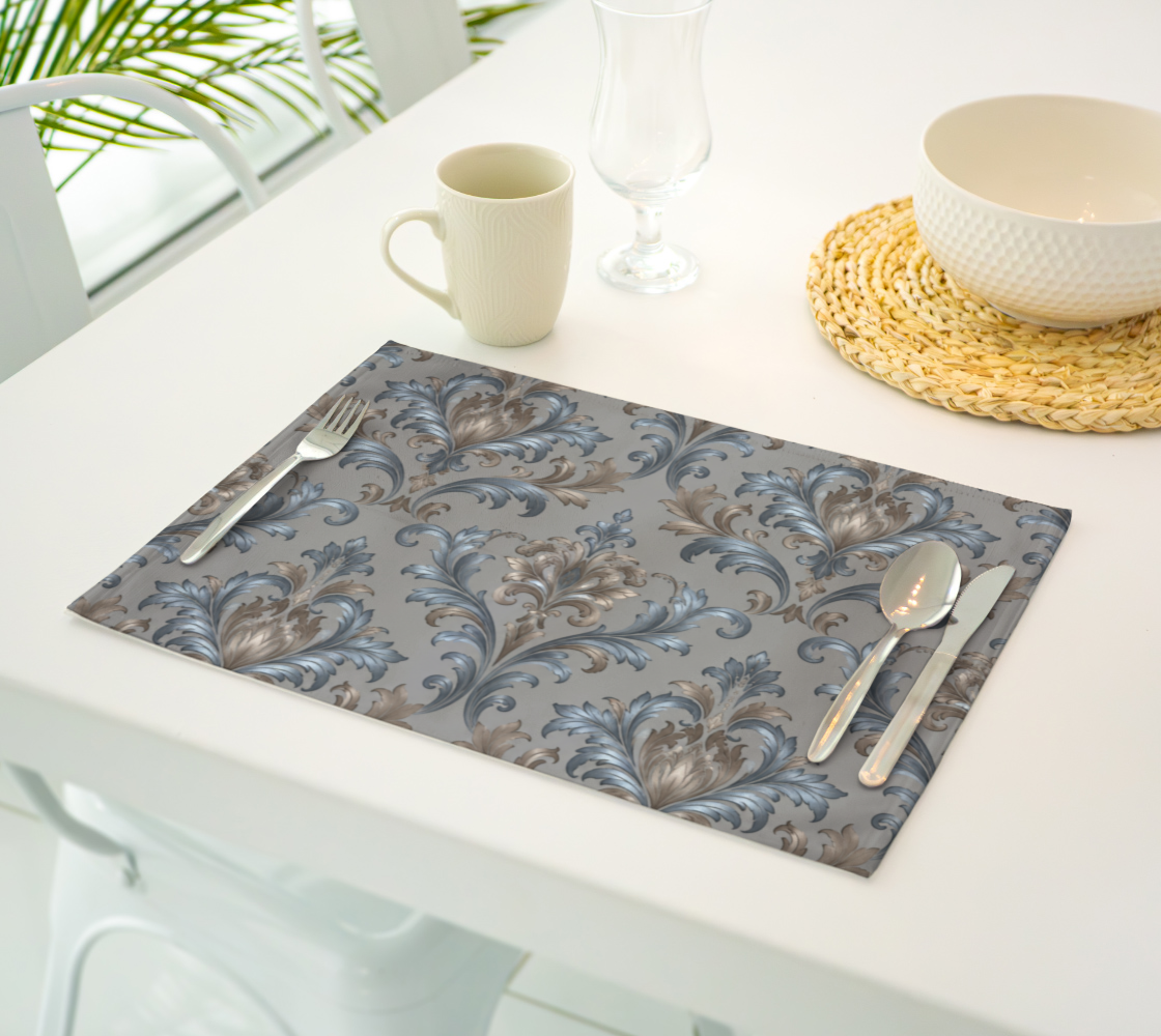 Elegant Blue Gray Damask Motif