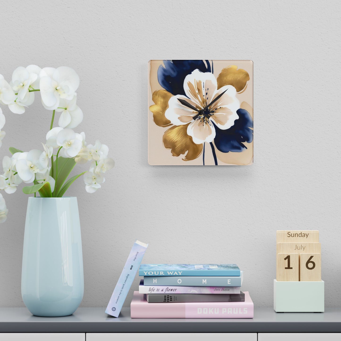Abstract Floral Acrylic Wall Clock