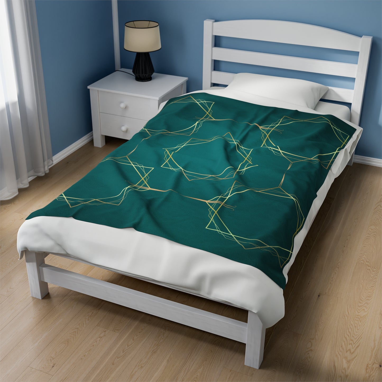 Gilded Elegance (Dark Teal) Velveteen Plush Blanket