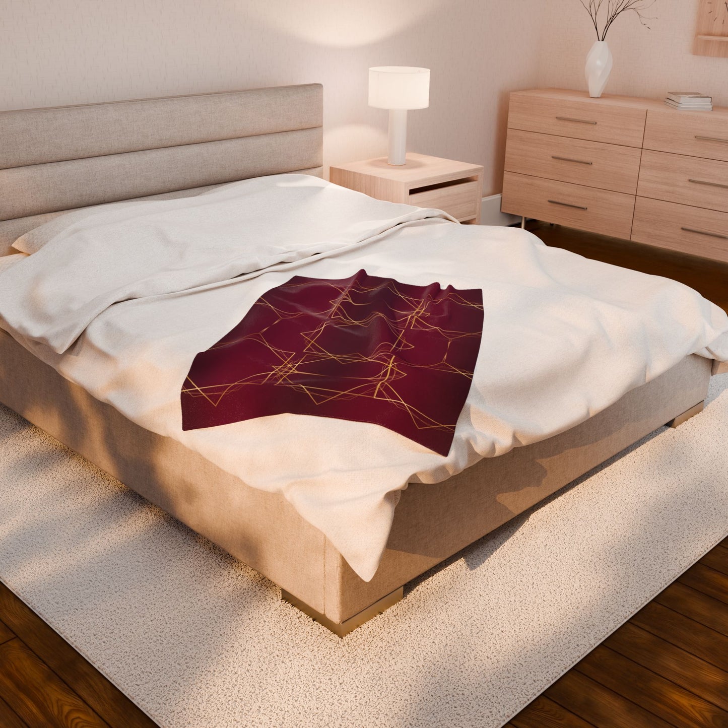 Gilded Elegance (Burgundy) Velveteen Plush Blanket