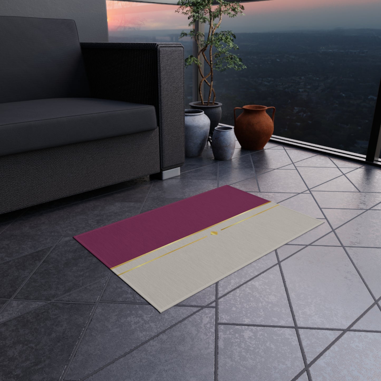 Fuchsia and Taupe Haven Outdoor Rug