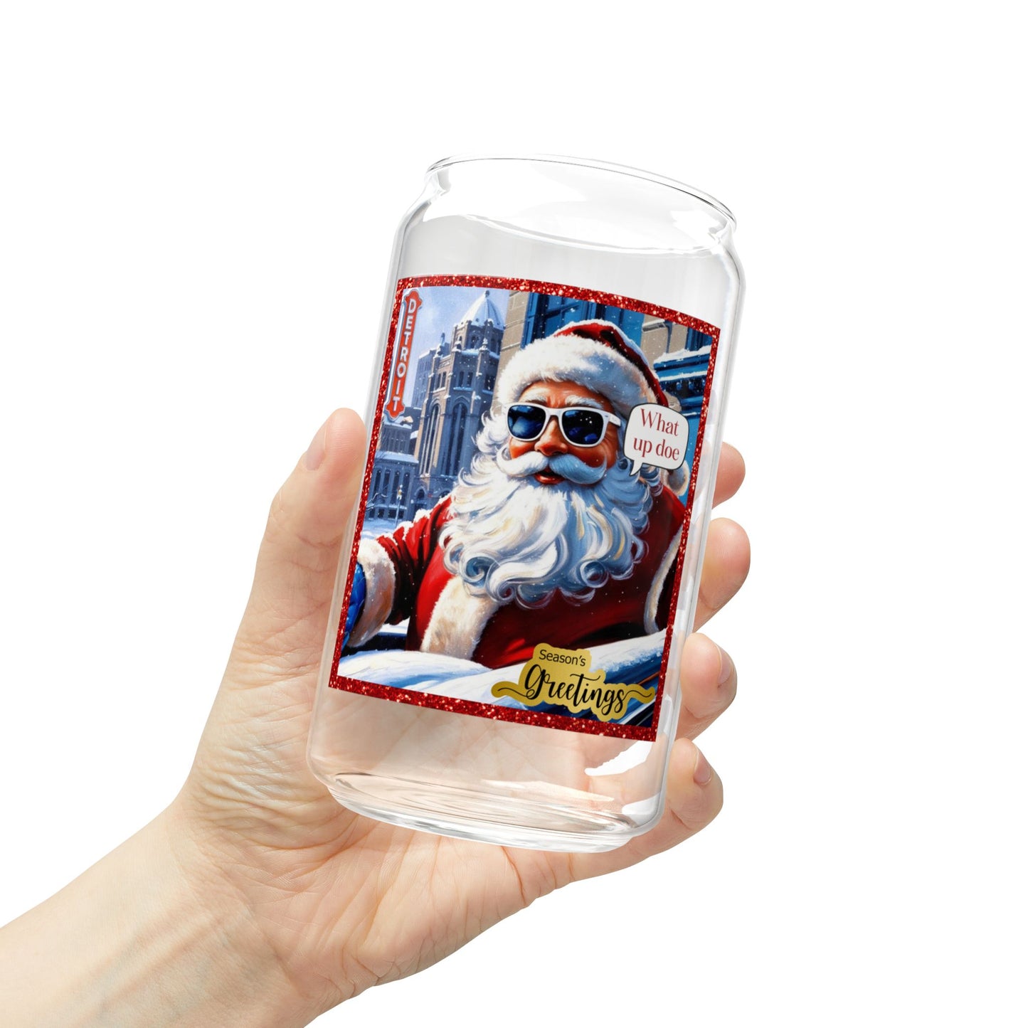 Motor City Santa Sipper Glass, 16oz