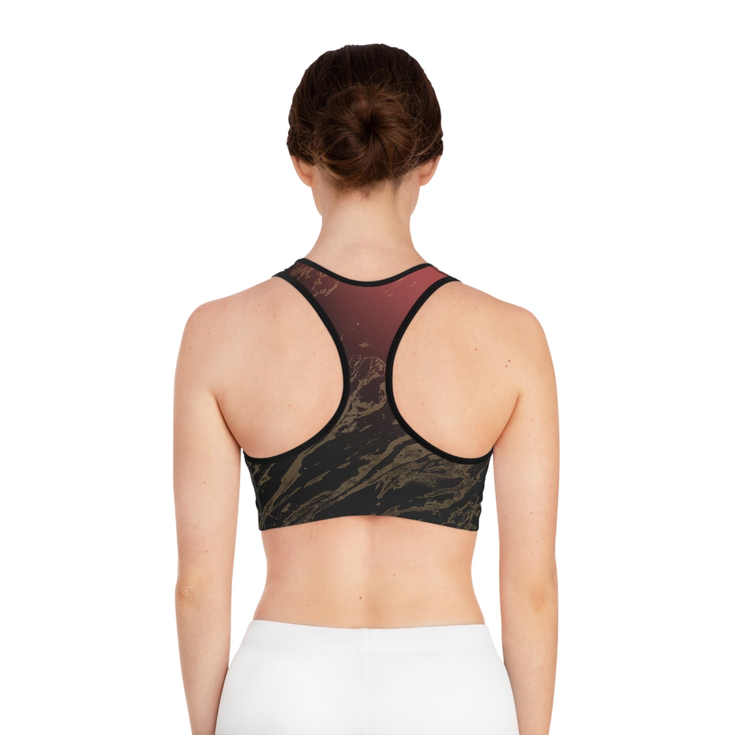 Dark Sienna/Gold Sports Bra (AOP)
