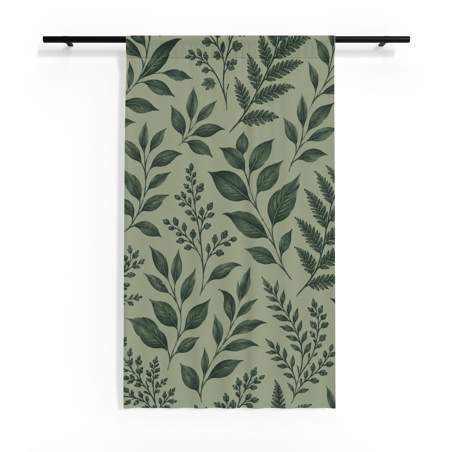 Botanical Green Leaf Pattern Sheer Window Panel