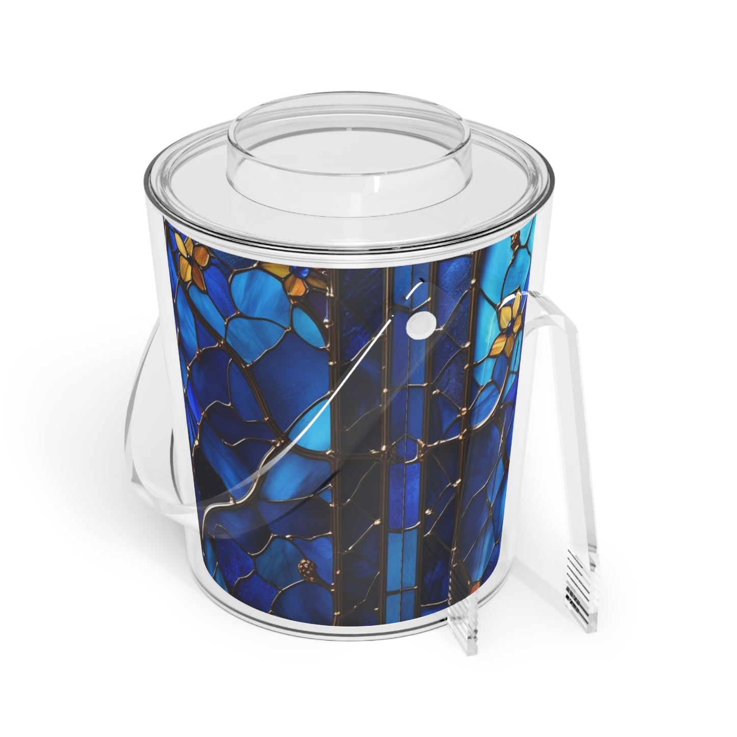 Sapphire Radiance Ice Bucket with Tongs