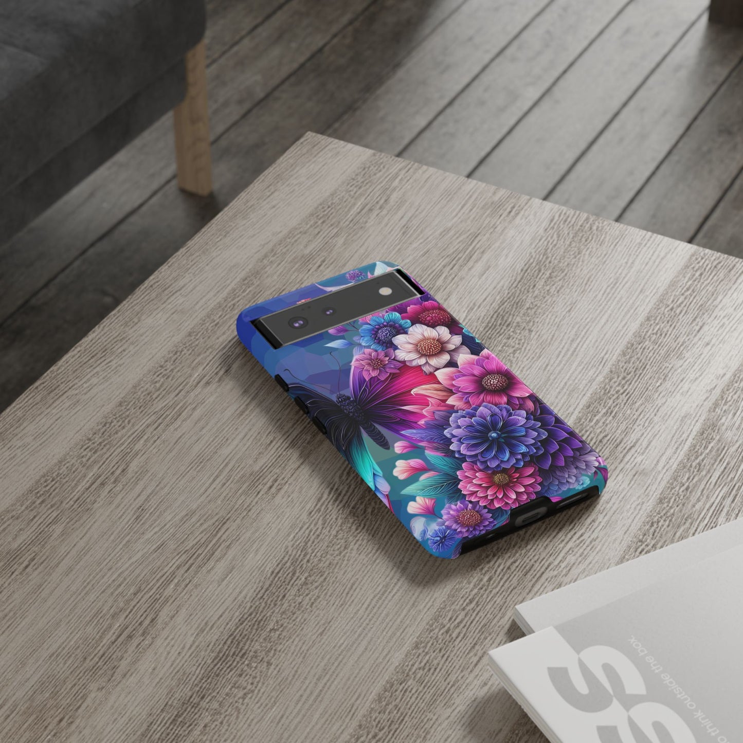 Butterfly Bloom Tough Phone Case — Vibrant Purple Blossom Protective Cover