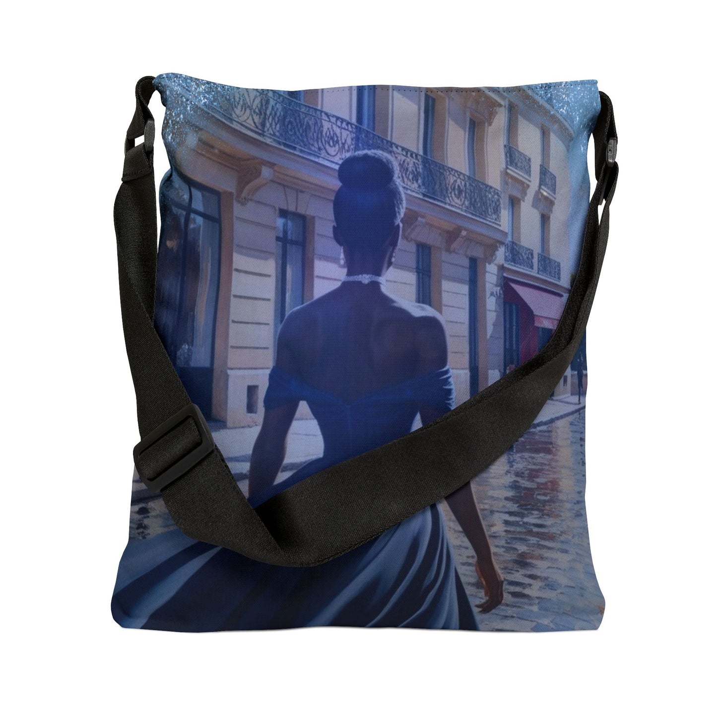 Parisian Stroll (Blue Gown) Adjustable Tote Bag (AOP)