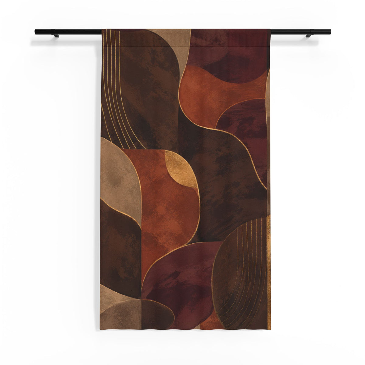 Ember & Earth Sheer Curtain — Abstract Earth Tone Window Panel