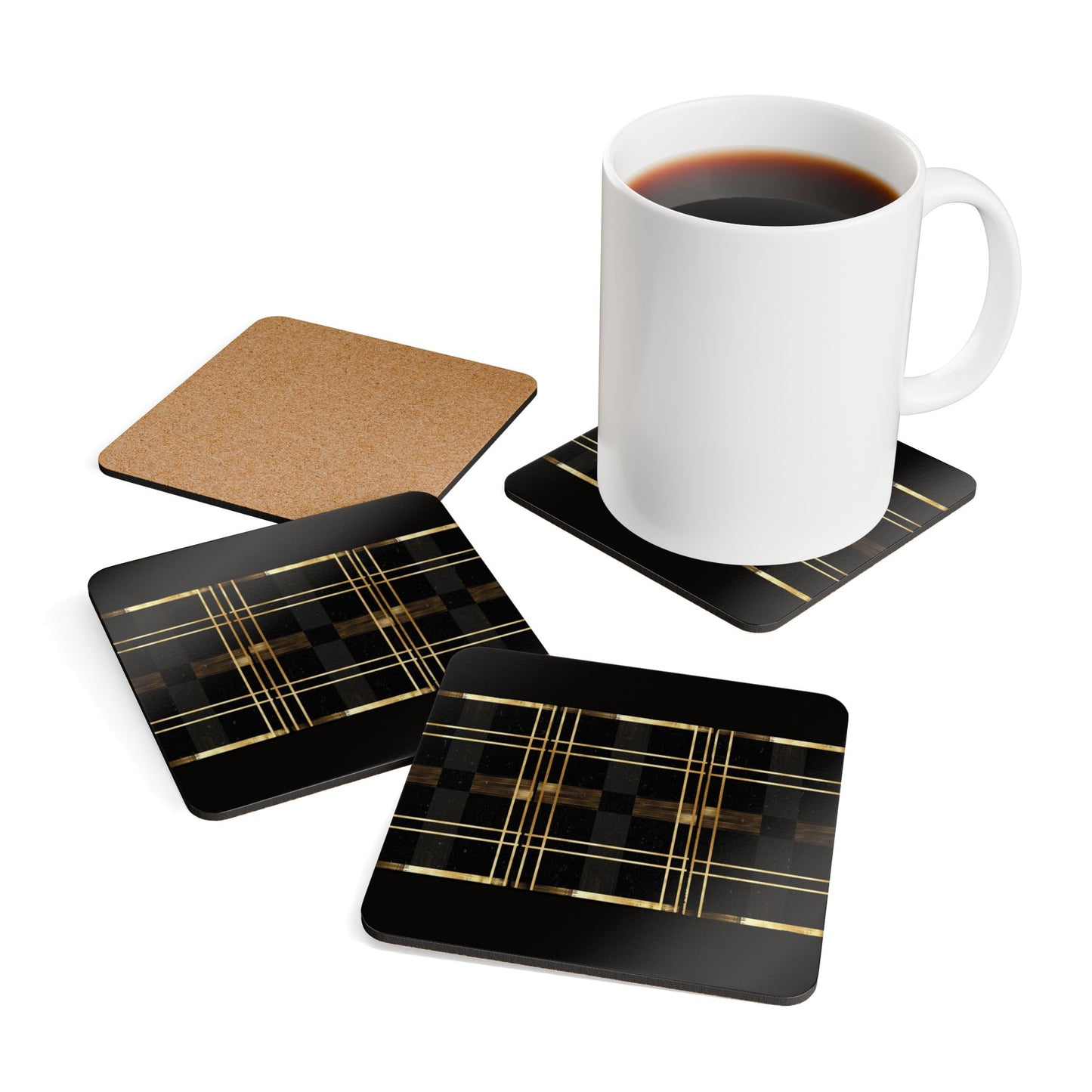 Nori & Gold Glam Corkwood Coaster Set