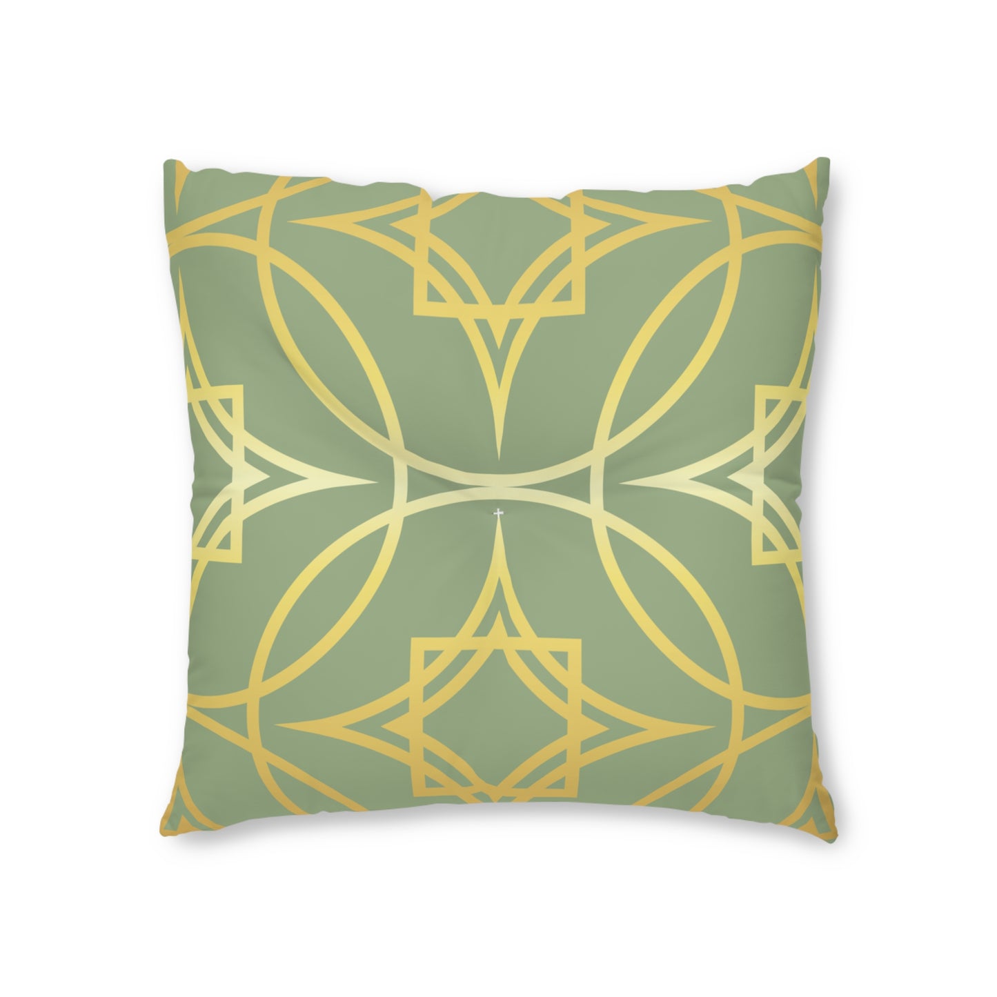 Gilded Geometric Sage & Gold Tufted Floor Pillow