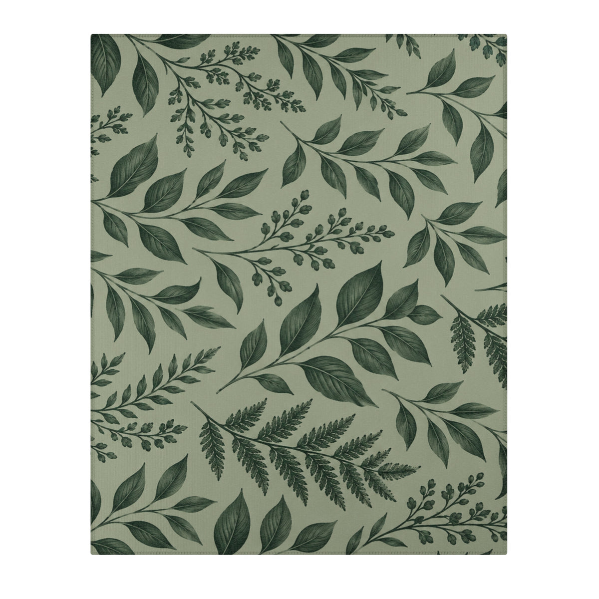 Botanical Green Area Rug – Sage Green Floral Pattern