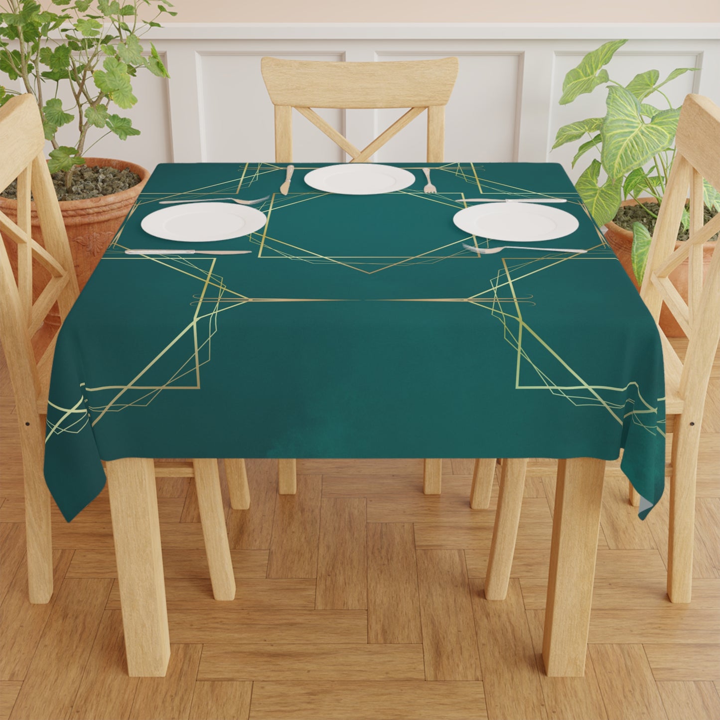 Gilded Elegance (Dark Teal) Tablecloth