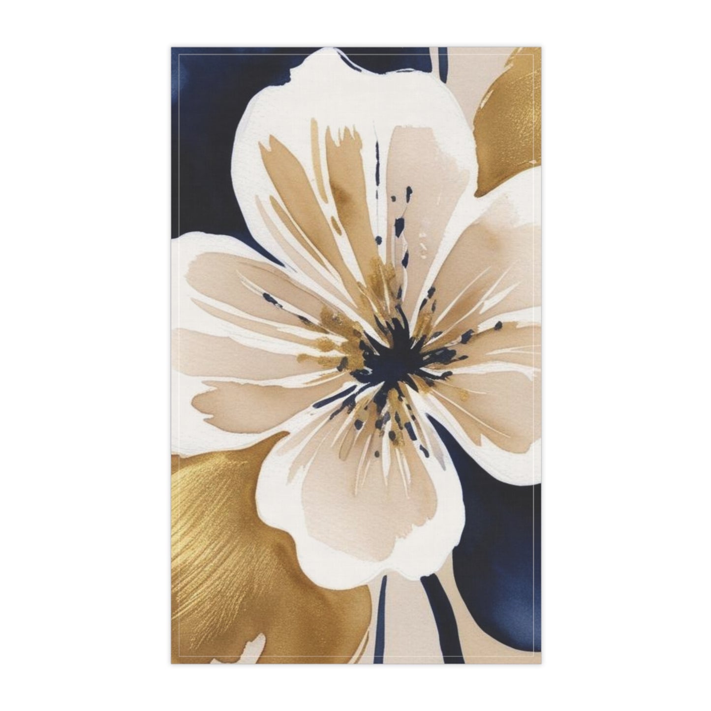 Floral Gold & Navy Tea Towels (cotton, poly)