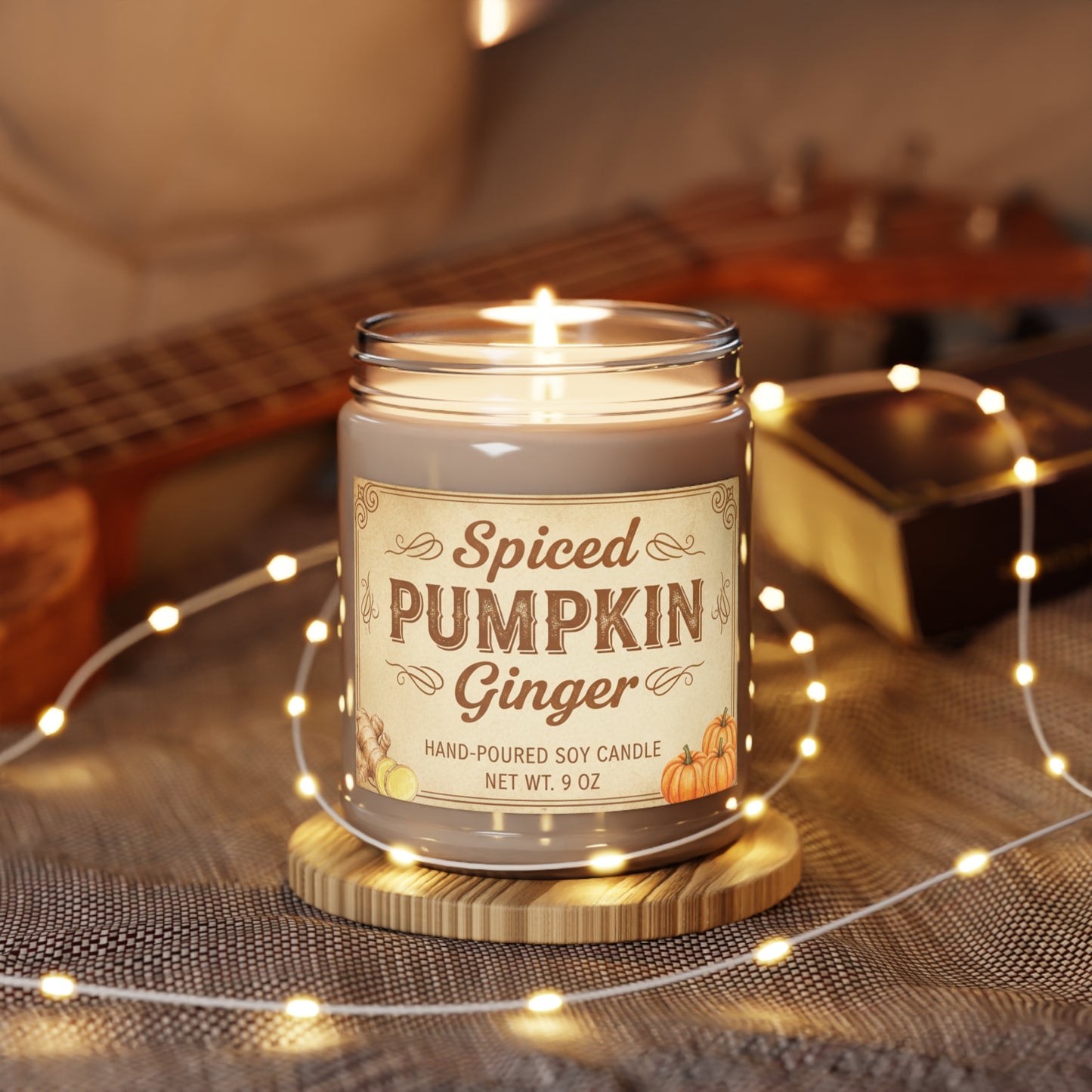 Spiced Pumpkin Ginger Scented Soy Candles with White Lid, 9oz
