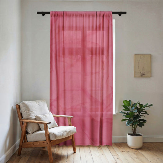 Blush Pink Sheer Window Curtain – Smoky Ombre Semi-Transparent Drapery for Bedroom & Living Room
