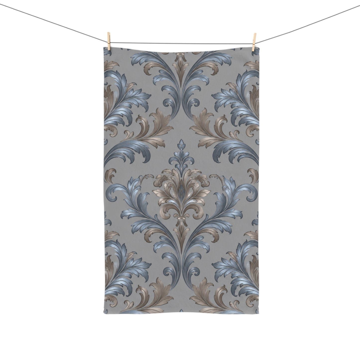 Elegant Blue Gray Damask  Hand Towel - Bathroom Accessory