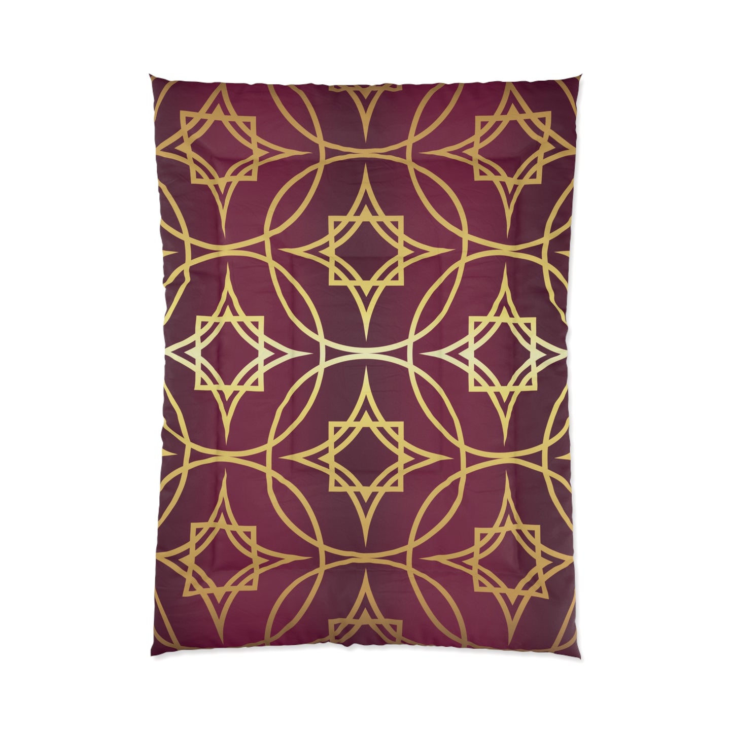 Gilded Geometric Comforter — Burgundy & Gold Luxury Duvet Cover