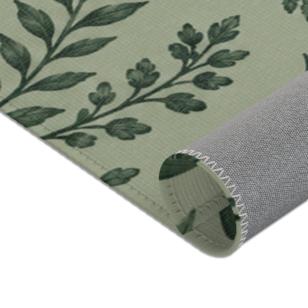 Botanical Green Area Rug – Sage Green Floral Pattern