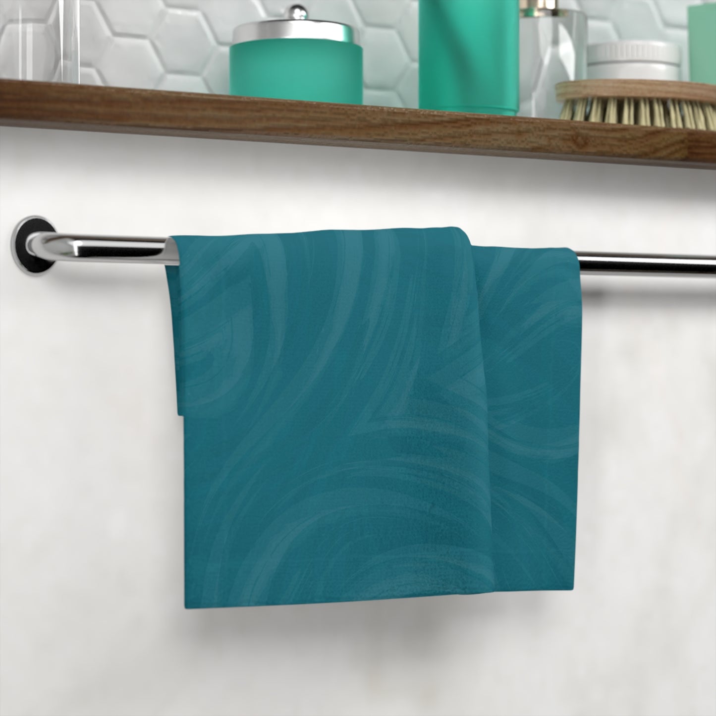 Teal Wave Face Towel – Soft Everyday Facial Cloth