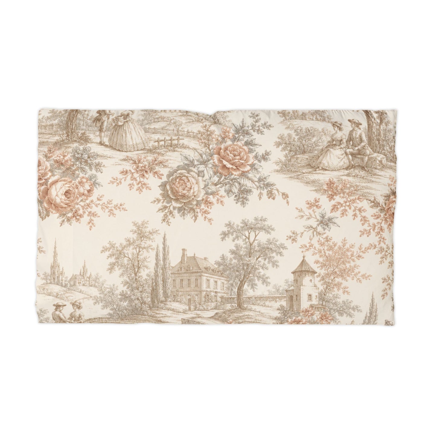 Château Rosé Pillowcase — Vintage Cottage Microfiber Pillow Cover