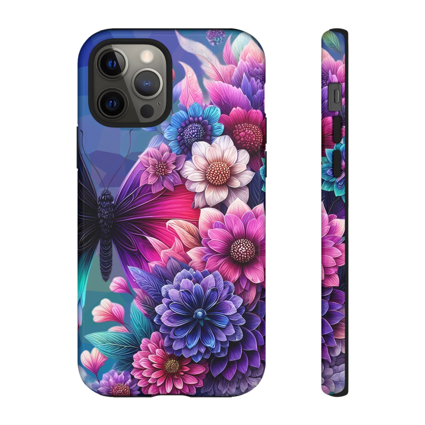 Butterfly Bloom Tough Phone Case — Vibrant Purple Blossom Protective Cover