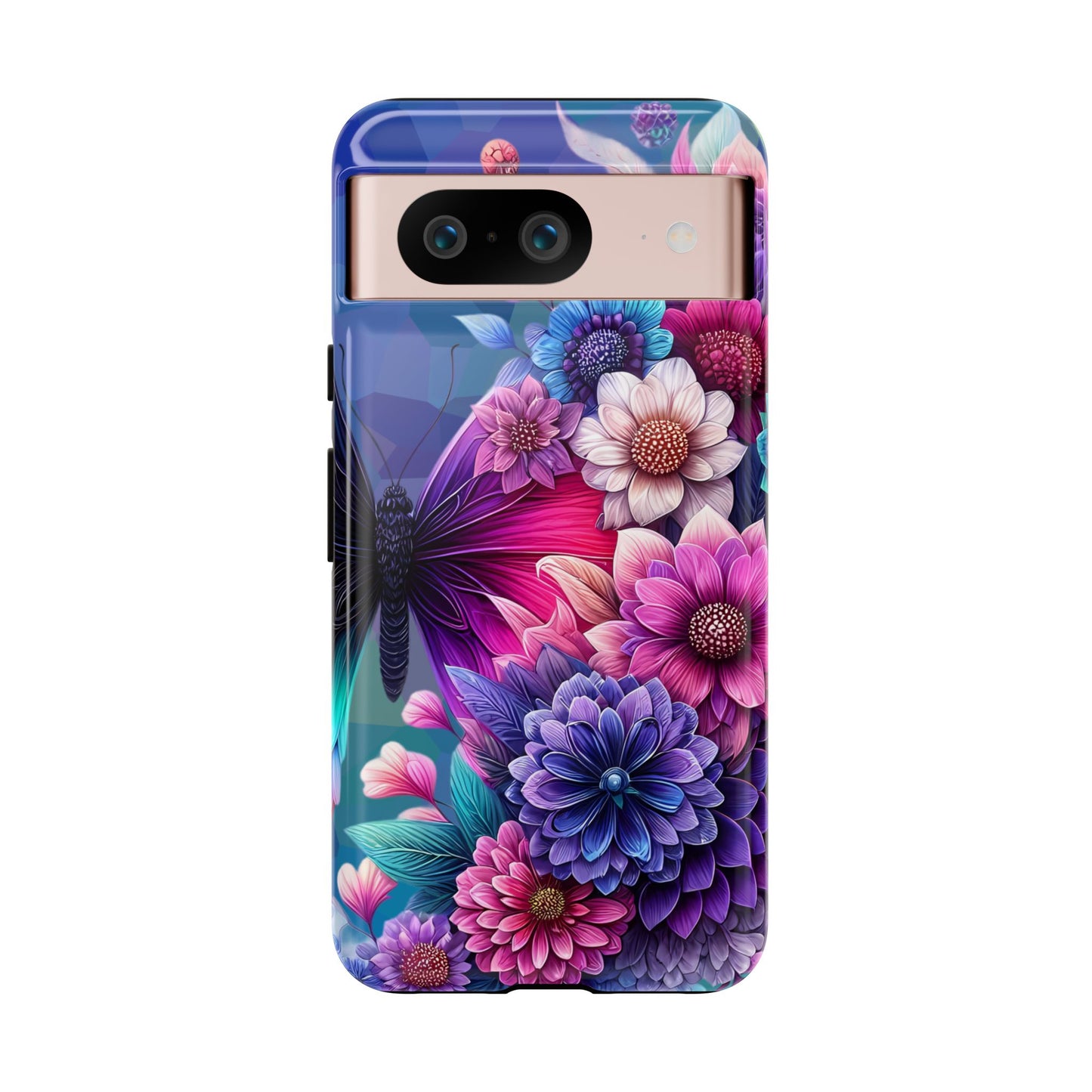 Butterfly Bloom Tough Phone Case — Vibrant Purple Blossom Protective Cover