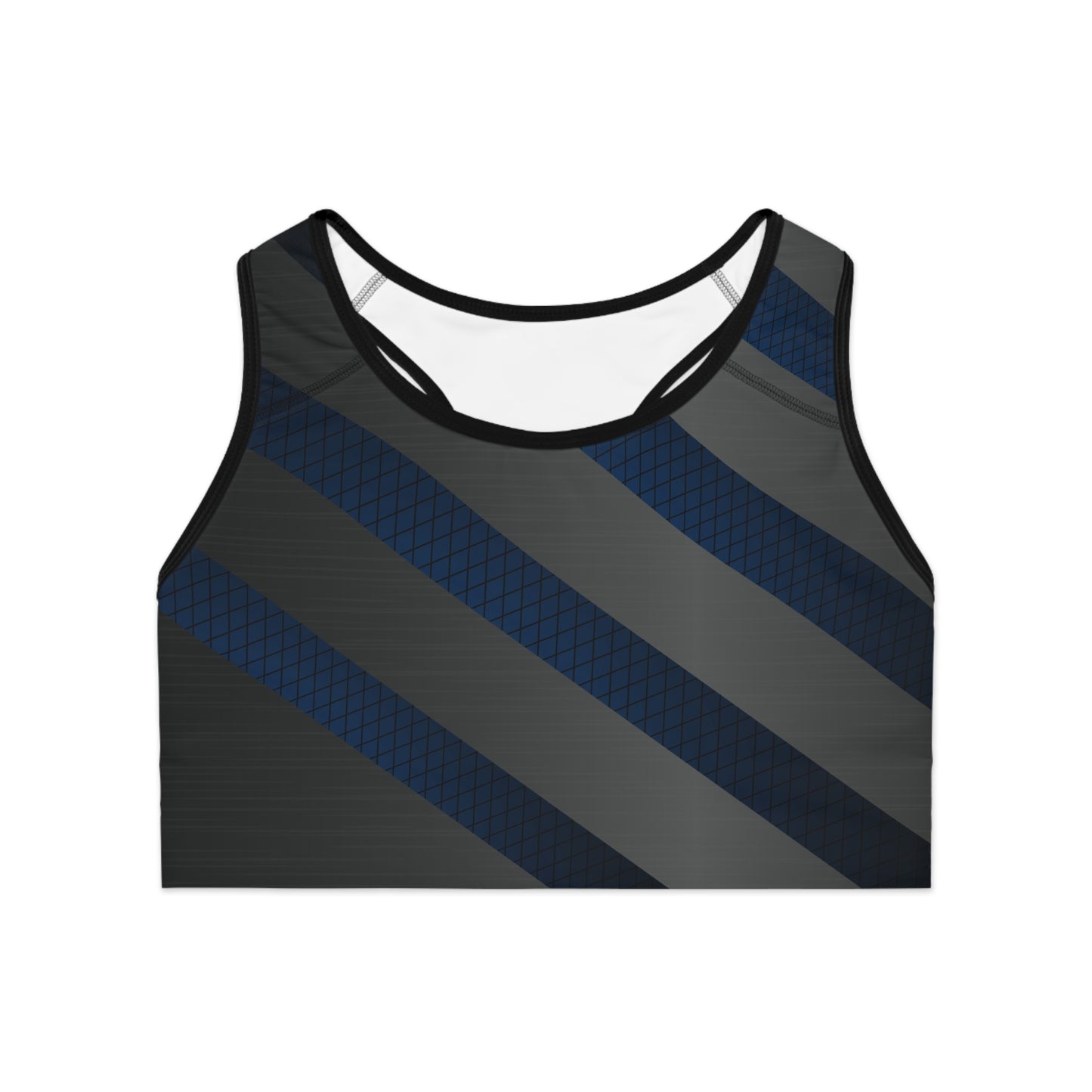 Dark Gray/Blue Sports Bra (AOP)
