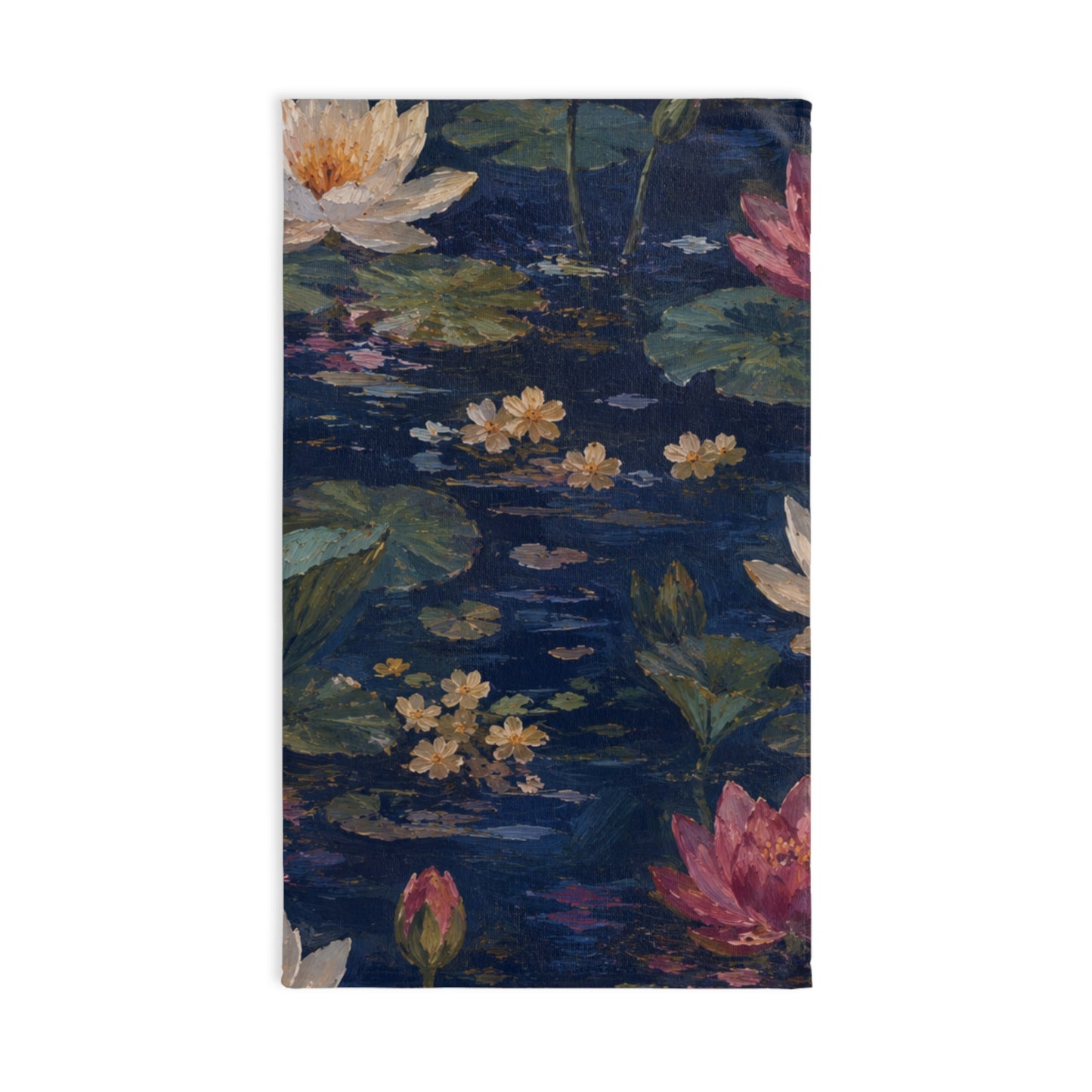 Dark Blue Lotus Pond Hand Towel - Cotton Kitchen & Bath Décor