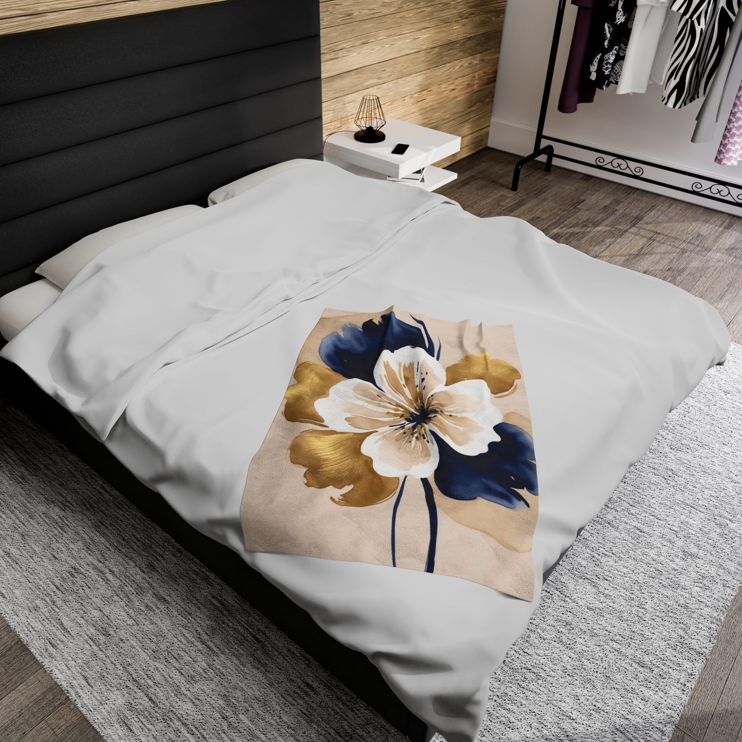 Abstract Floral Velveteen Plush Blanket