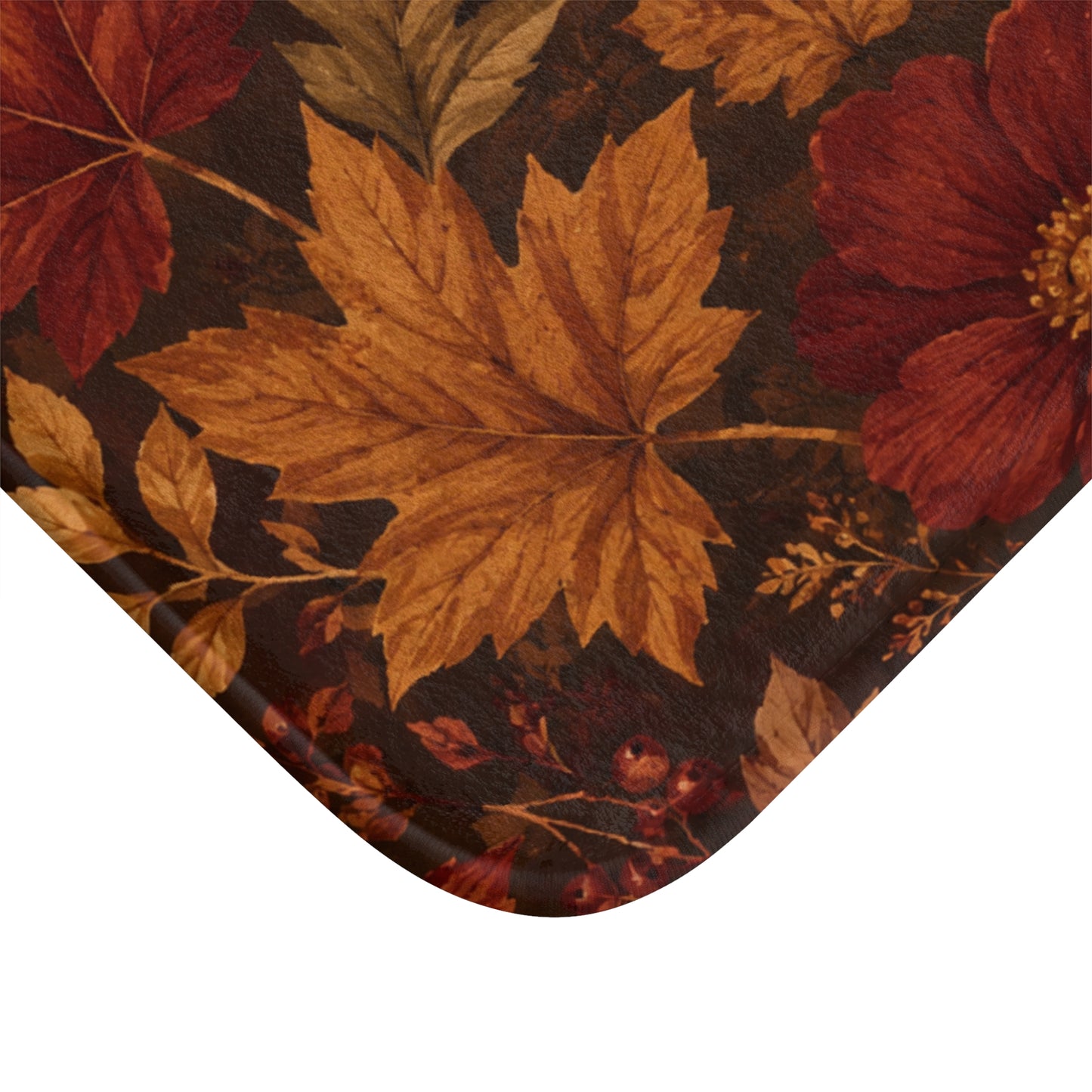 Rustic Fall Leaves & Floral Bathroom Rug