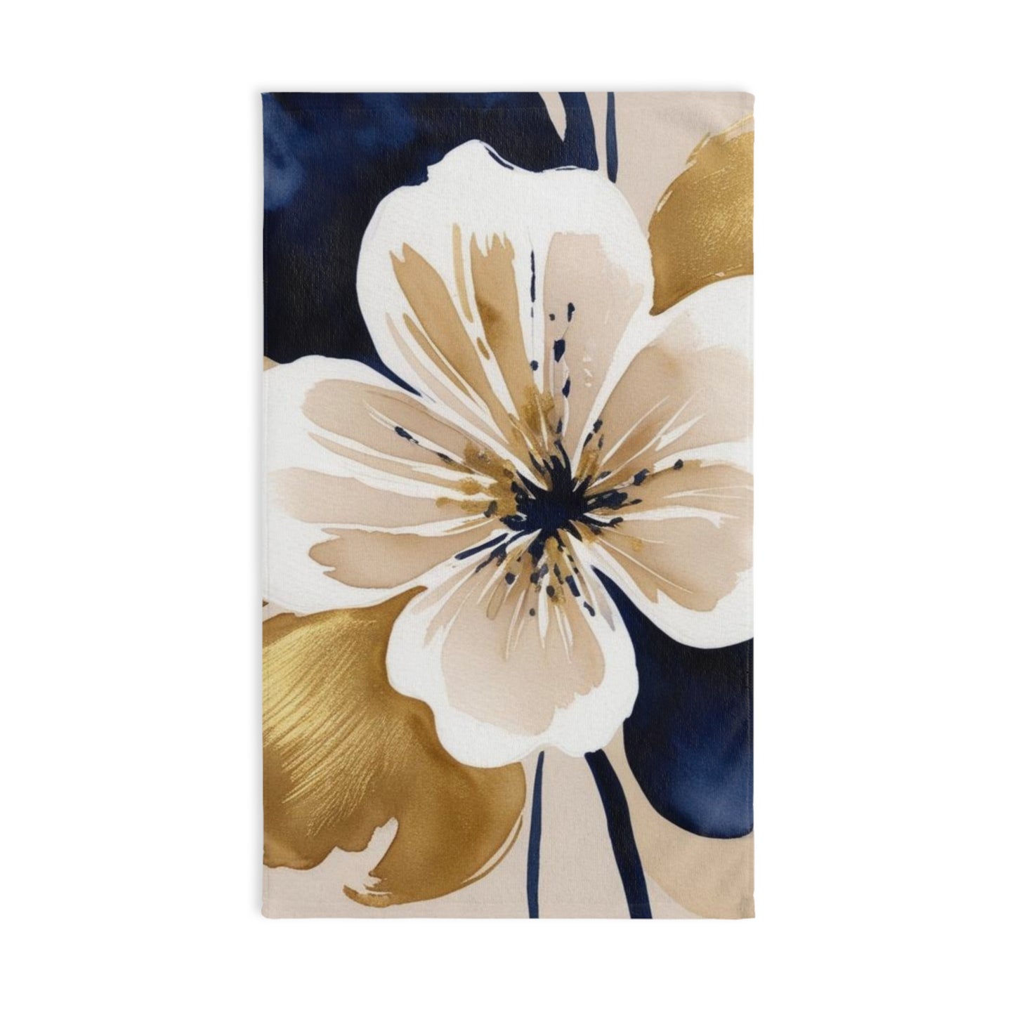 Floral Gold & Navy Hand Towel
