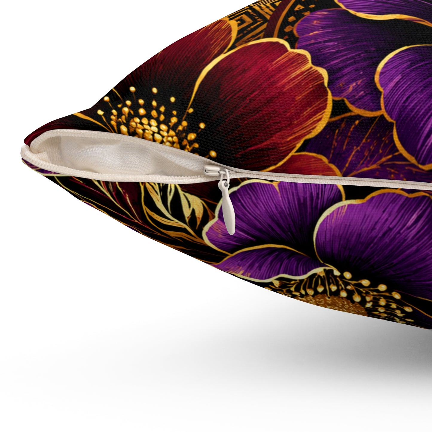 Zuri Garden Decorative Pillow — Rich Burgundy & Purple Garden Accent