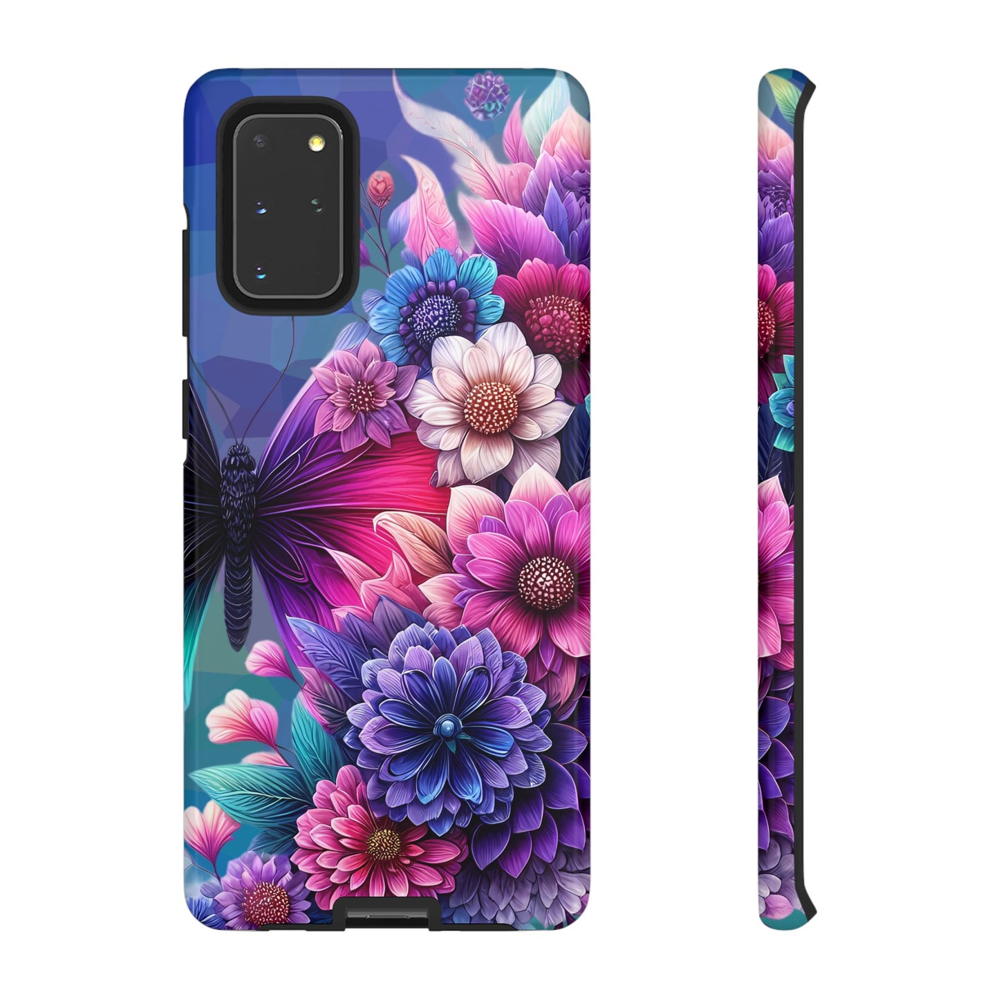 Butterfly Bloom Tough Phone Case — Vibrant Purple Blossom Protective Cover