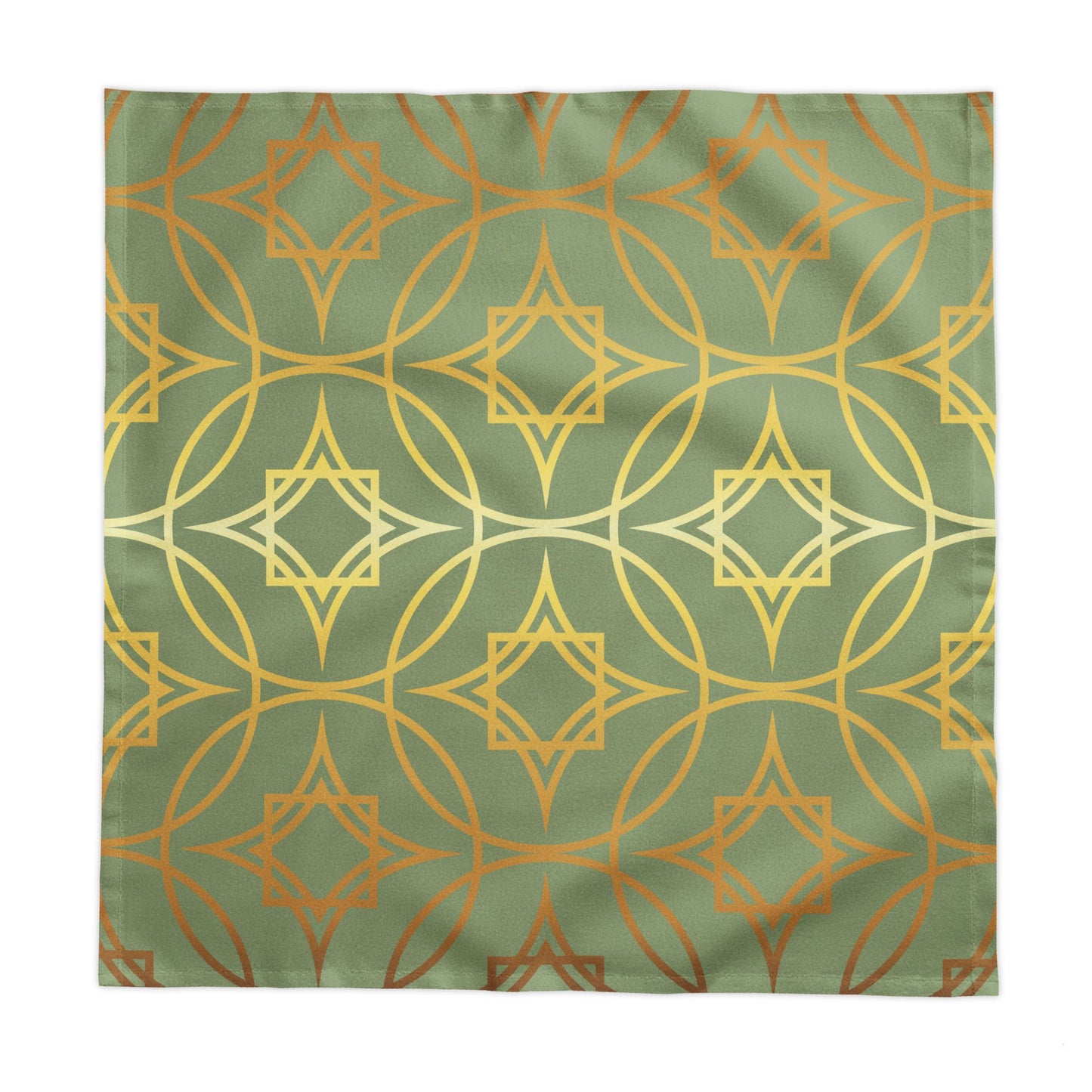 Gilded Geometric Tablecloth — Sage Green & Gold for Dining & Events