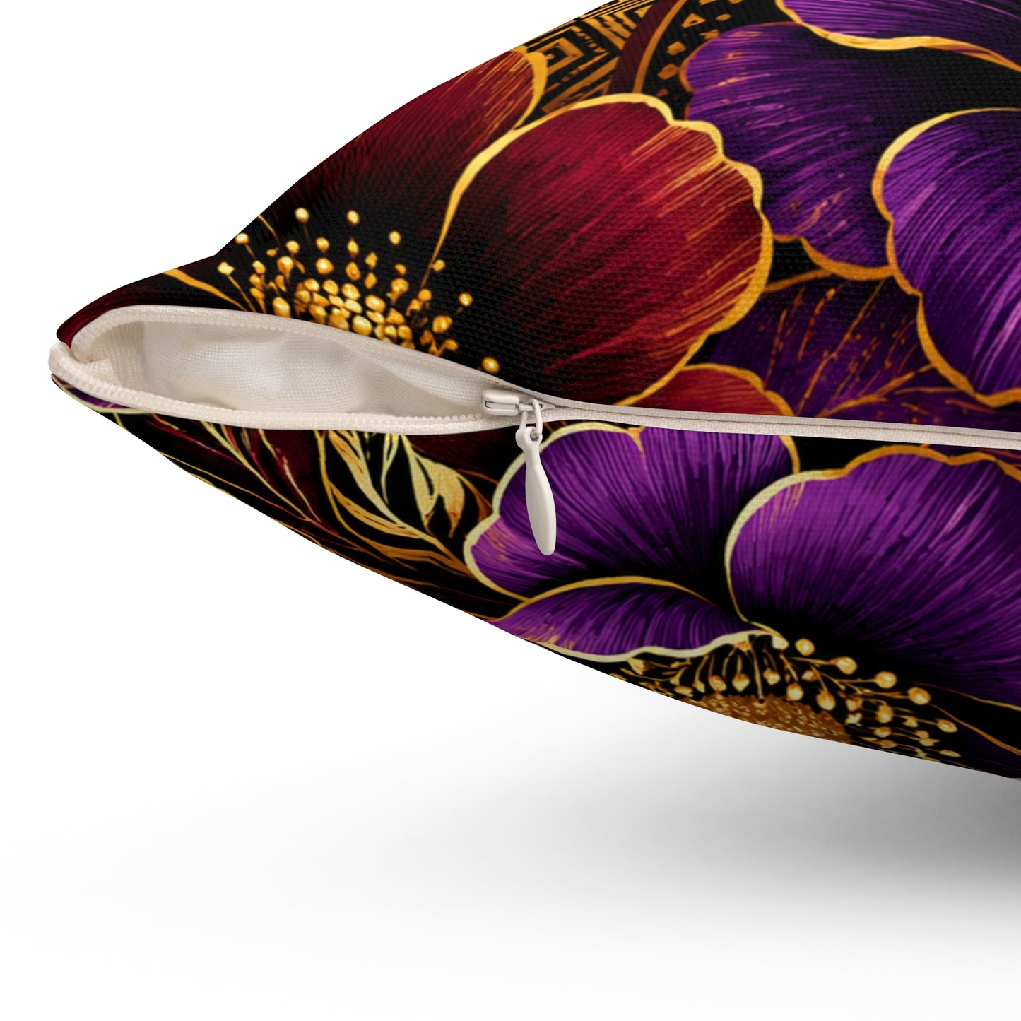 Zuri Garden Decorative Pillow — Rich Burgundy & Purple Garden Accent