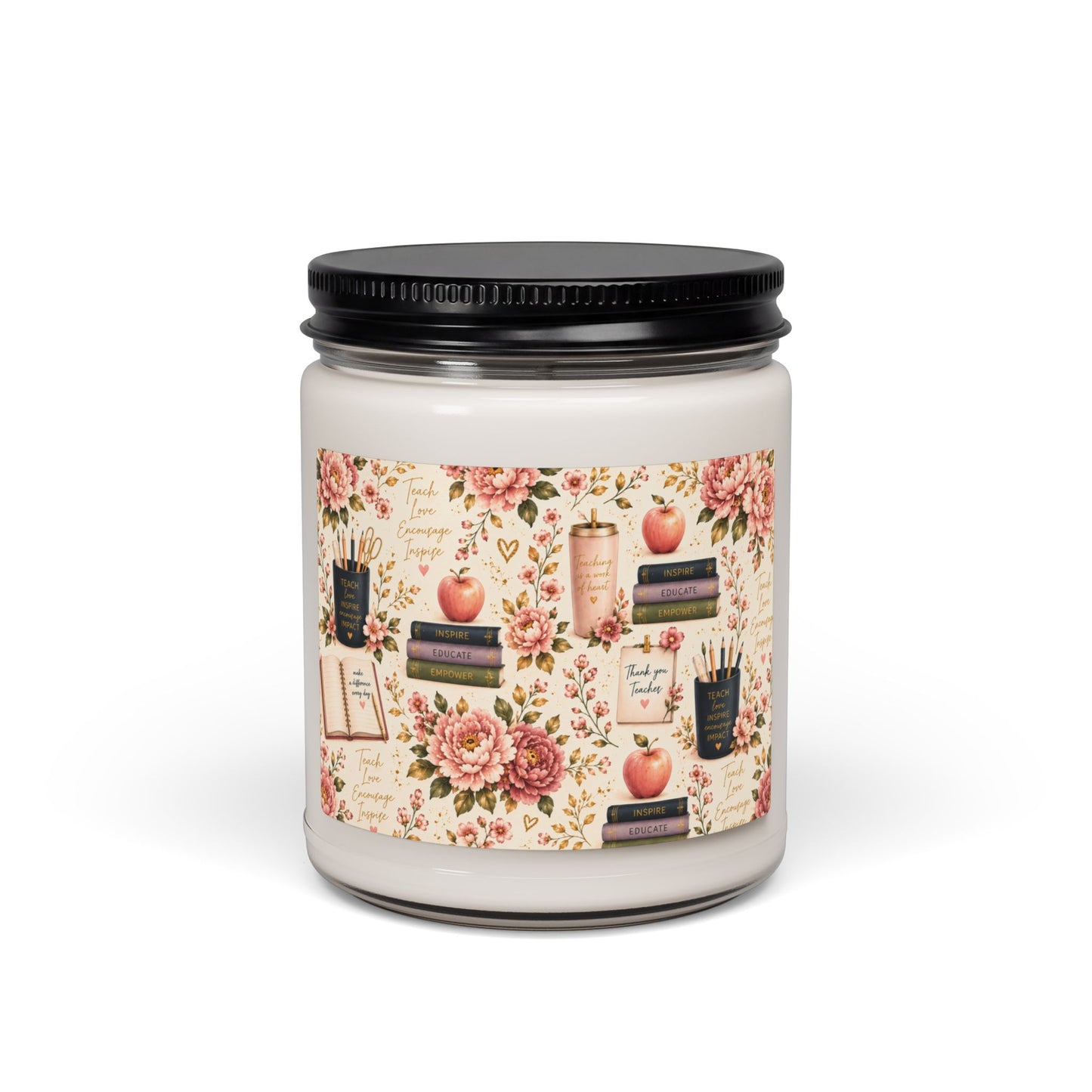 Teacher Appreciation Soy Candle — 9oz Scented Jar (Teachers, Readers, Cozy Study Gift)