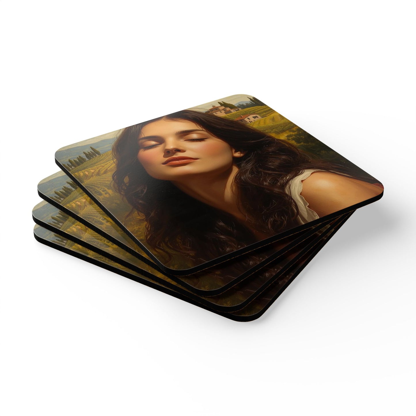 Sunrise in Puerto Rico Corkwood Coaster Set