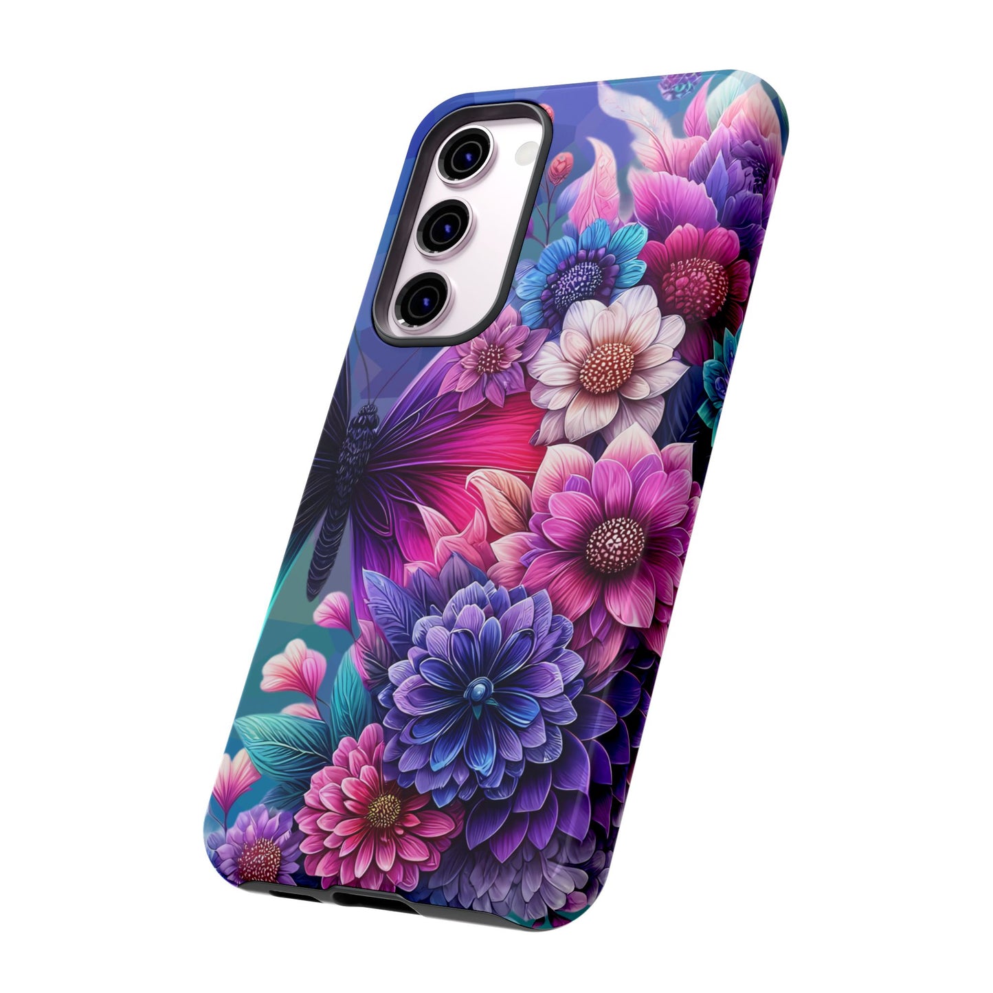 Butterfly Bloom Tough Phone Case — Vibrant Purple Blossom Protective Cover