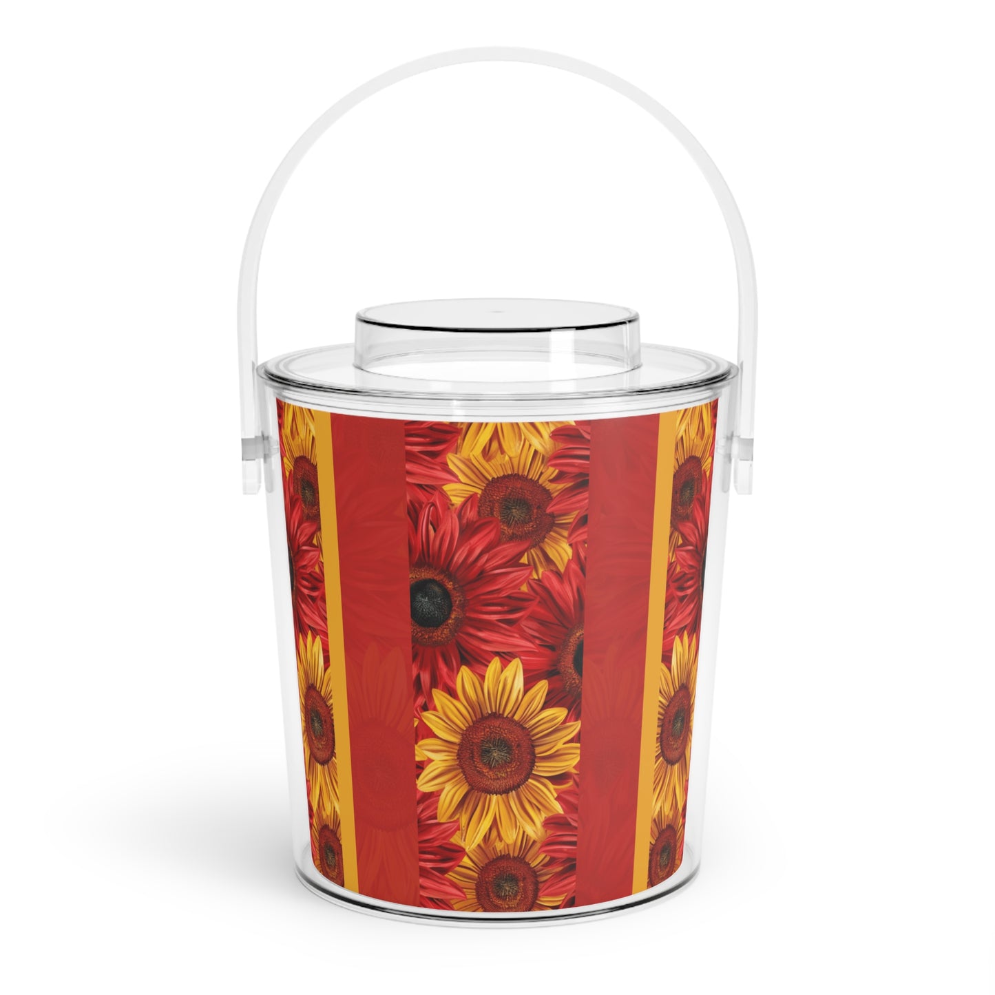 Crimson Gold Ice Bucket with Tongs