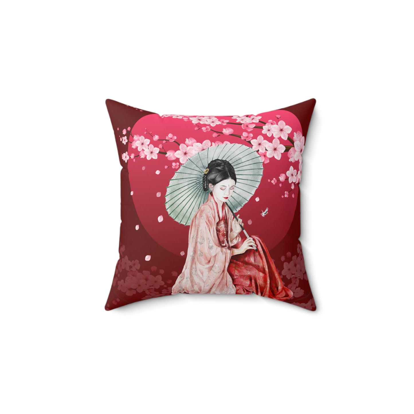 Cherry Blossoms Cherry Moon Spun Polyester Square Pillow