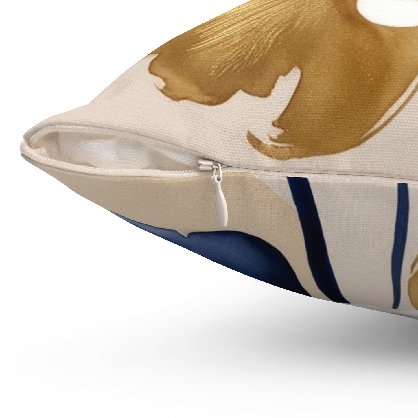 Floral Gold & Navy Square Pillow