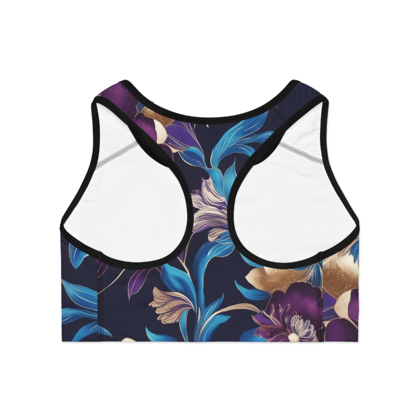 Purple/Blue Boho Floral Sports Bra (AOP)