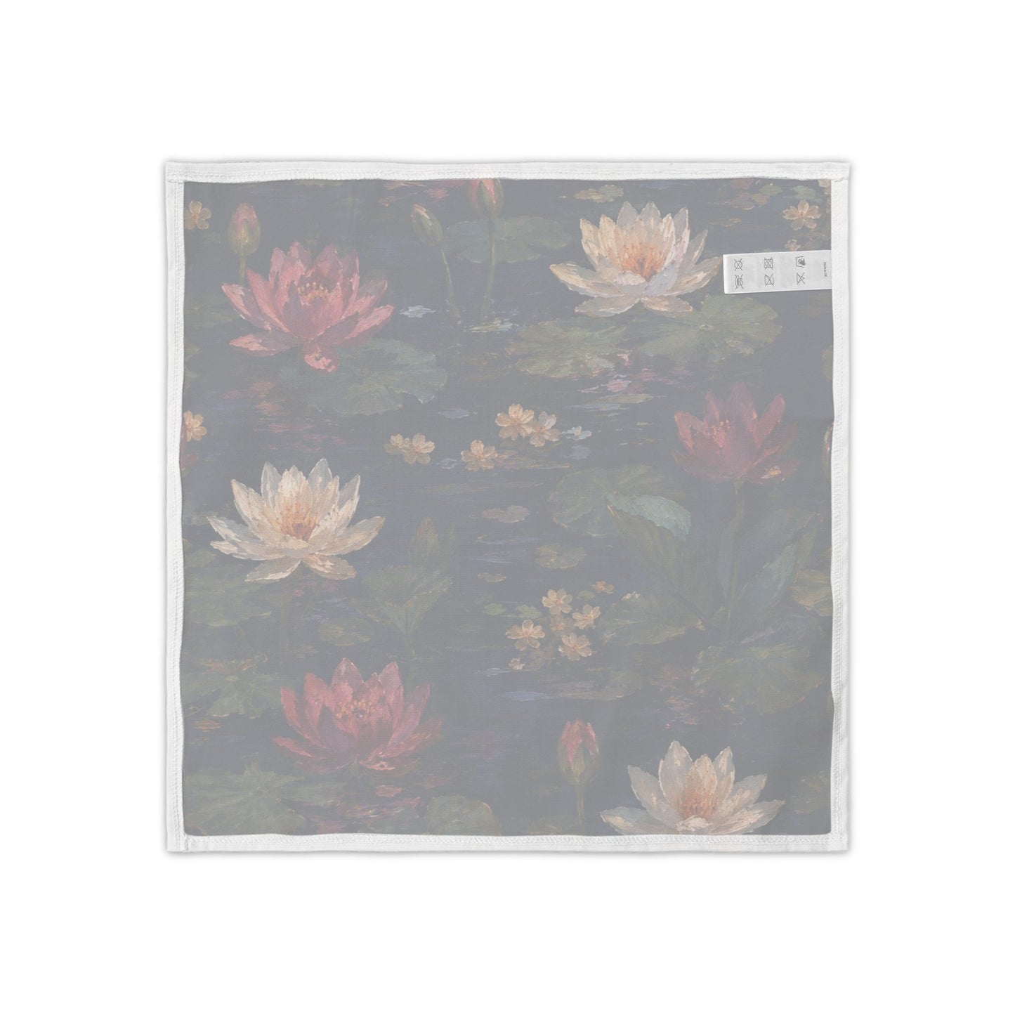 Dark Blue Lotus Pond Napkins - Set of 4, Vintage Botanical Dinner Napkins